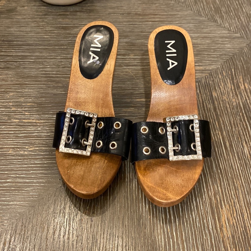 MIA Leather Buckle Heels.